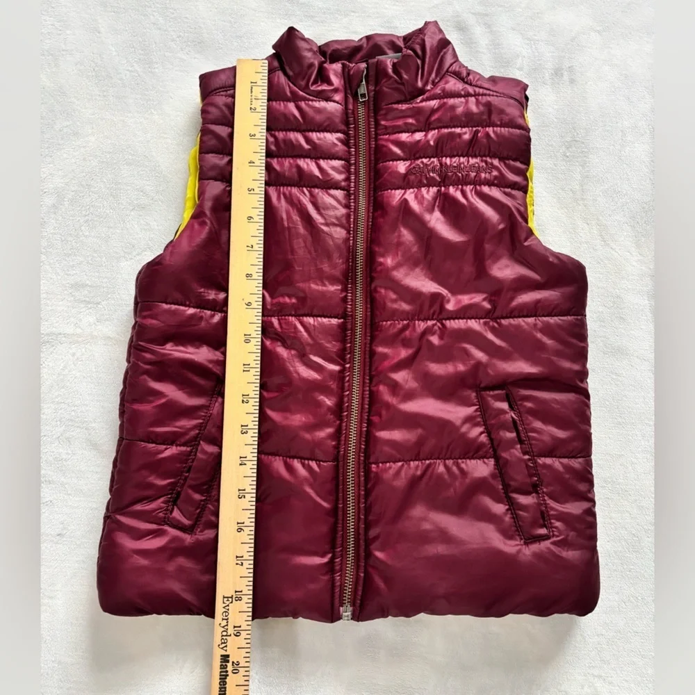 Calvin Klein Jeans Kid’s Vest Burgundy Yellow Sleeveless Unisex Puffer Size T6